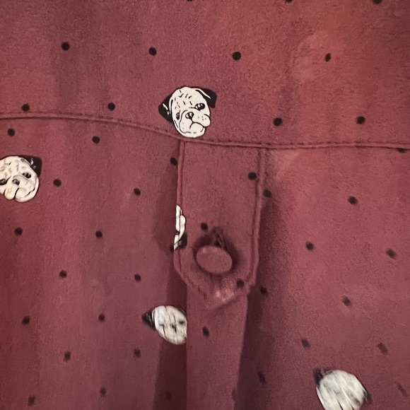 Torrid Harper Georgette Pullover 3/4 Sleeve Tunic Flowy Pug Print Design sz1 - Picture 11 of 12